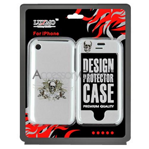Apple iPhone Designer Hard Case - Skull and Wing (Pearl White)