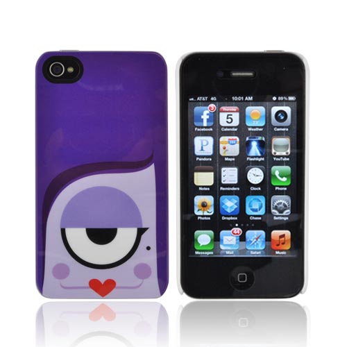 Original Psyclops AT&T/ Verizon Apple iPhone 4, iPhone 4S Syndi Hard Case - Purple Cyclops w/ Red Lips