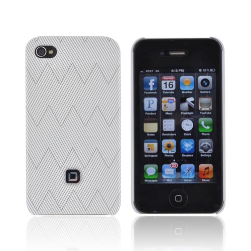 Original Dicota AT&T/ Verizon Apple iPhone 4, iPhone 4S Hard Case, D30441 - Gray Zig Zag Design on White