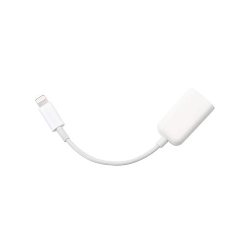 White USB A 2.0 Female to Lightning B Male On-The-Go Adapter Data Cable