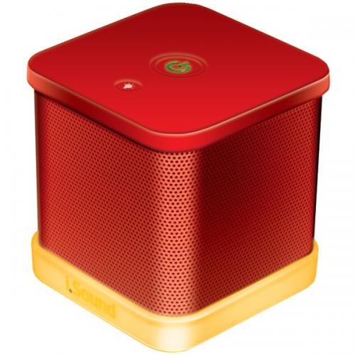 ISOUND ISOUND-6208 iGlowSound Cube Wired Portable Speaker (Red)