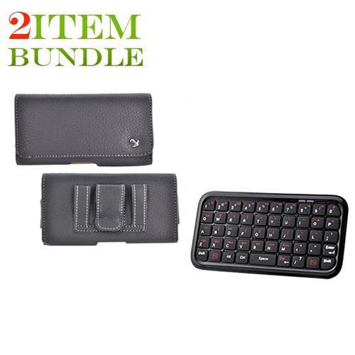 Motorola Droid X Bundle Package - Bluetooth Keyboard & Universal Leather Horizontal Pouch - (Workaholic Combo)