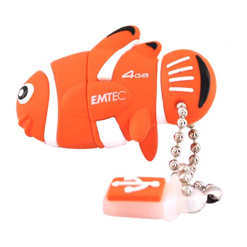 Original EMTEC 4GB Flash Drive, EKMMD4GM317 - Orange,White Clown Fish
