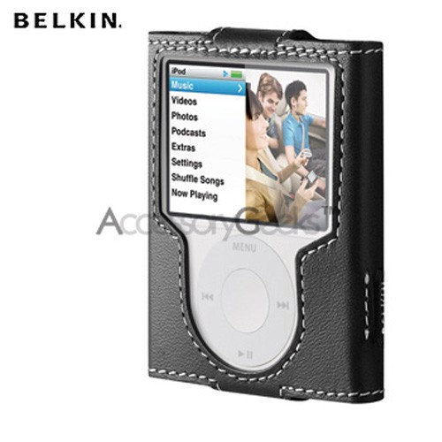 Original Belkin Apple iPod Nano 3 Leather Sleeve Case - Black
