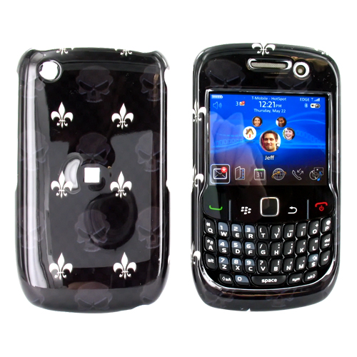 Blackberry Curve 3G 9330, 9300, 8520, 8530 Hard Case - French Flower & Skulls on Black