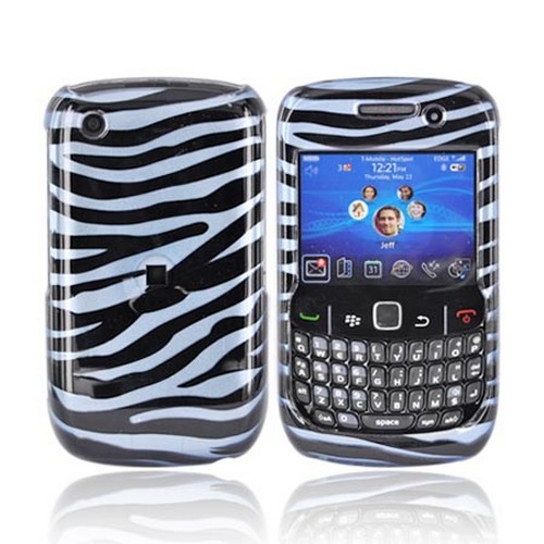 BlackBerry Curve 3G 9330, 9300, 8520, 8530 Hard Case - Teal Blue/Black Zebra