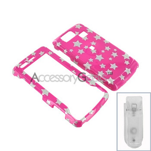 LG Versa VX9600 Hard Case - Silver Stars on Pink