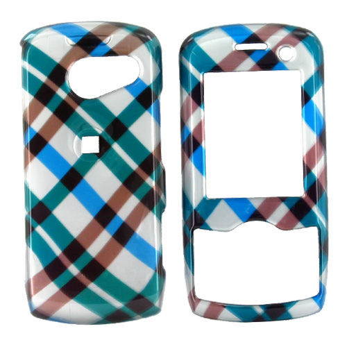 LG LX-370 / UX-370 Hard Case - Checkered Diamonds of Blue, Green, Brown, Silver