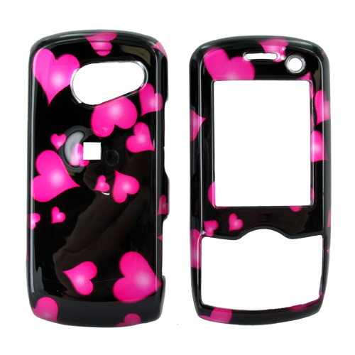 LG LX370 Hard Case - Pink Floating Hearts on Black
