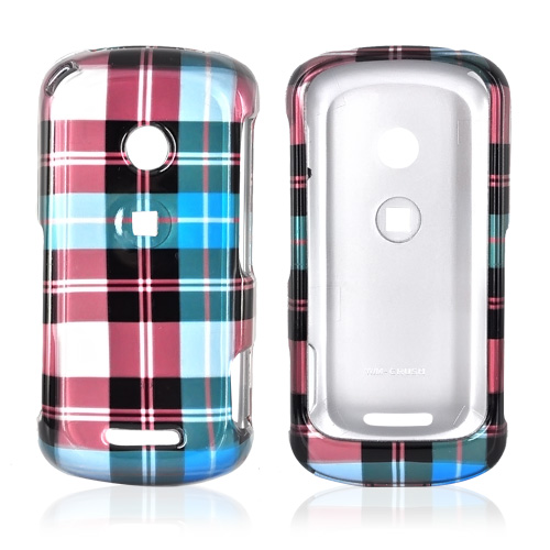 Motorola Crush W835 Hard Case - Plaid Pattern of Blue, Brown, and Silver