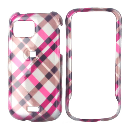 Samsung Mythic A897 Hard Case - Checkered Plaid of Pink, Brown, and Silver