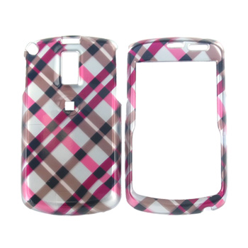 Samsung Jack i637 Hard Case - Checkered Plaid Pattern of Pink, Hot Pink, Brown, Grey