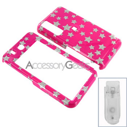 Samsung Behold Hard Case - Silver Star on Pink