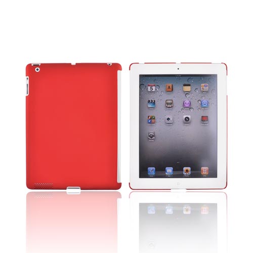 Apple iPad 2 Rubberized Hard Back Cover Case - Red