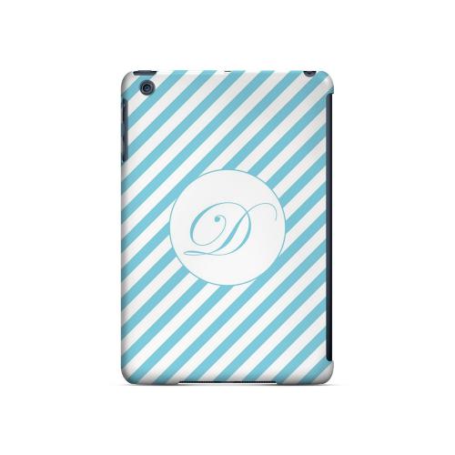 Calligraphy D on Mint Slanted Stripes - Geeks Designer Line Monogram Series Hard Case for Apple iPad Mini