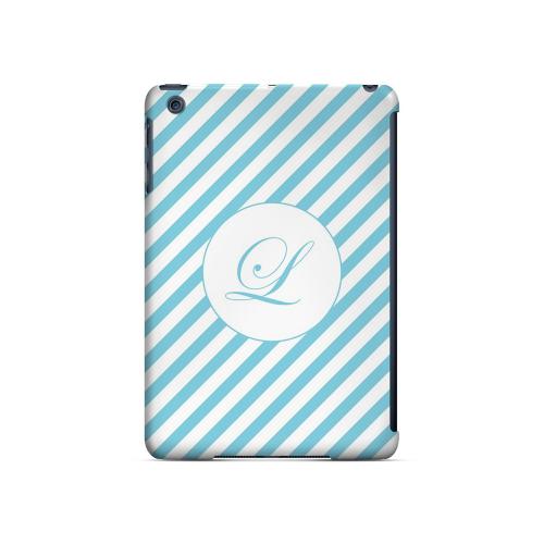Calligraphy L on Mint Slanted Stripes - Geeks Designer Line Monogram Series Hard Case for Apple iPad Mini