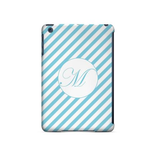 Calligraphy M on Mint Slanted Stripes - Geeks Designer Line Monogram Series Hard Case for Apple iPad Mini