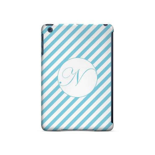 Calligraphy N on Mint Slanted Stripes - Geeks Designer Line Monogram Series Hard Case for Apple iPad Mini