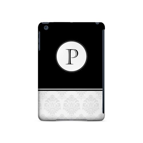 Black P w/ White Damask Design - Geeks Designer Line Monogram Series Hard Case for Apple iPad Mini