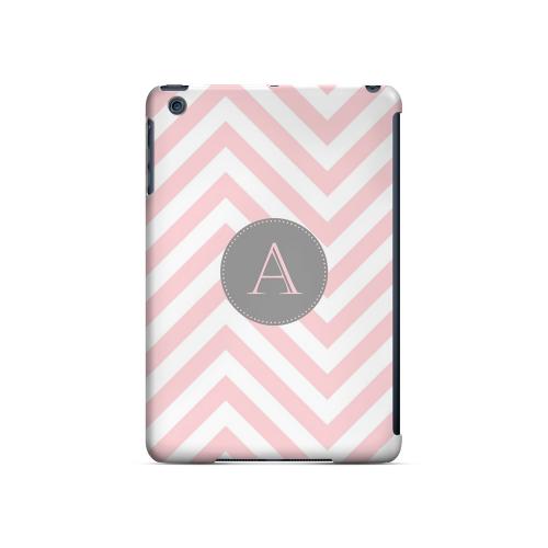 Gray Button A on Pale Pink Zig Zags - Geeks Designer Line Monogram Series Hard Case for Apple iPad Mini