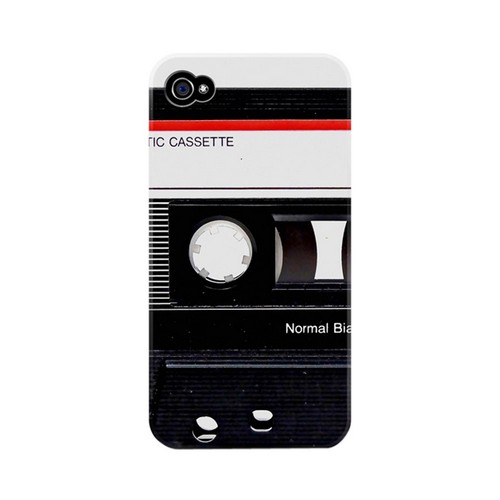 Geeks Designer Line (GDL) Retro Series Apple iPhone 4/4S Matte Hard Back Cover - Black Cassette Close Up