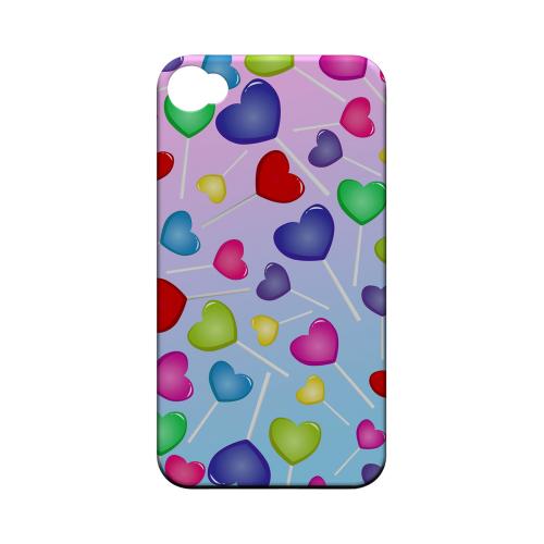 Geeks Designer Line (GDL) Apple iPhone 4/4S Matte Hard Back Cover - Assorted Heart Lollipops