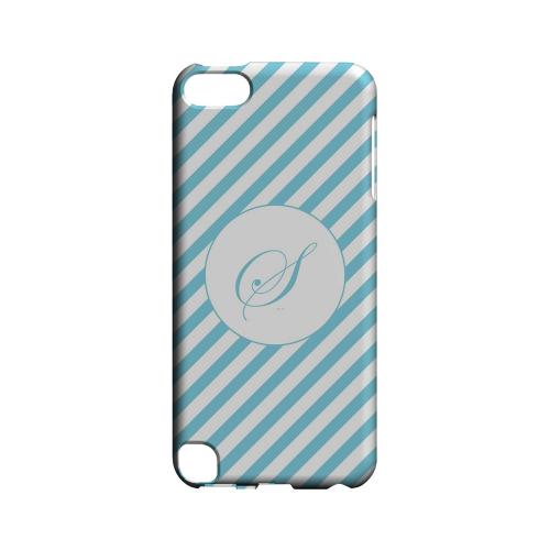 Calligraphy S on Mint Slanted Stripes - Geeks Designer Line Monogram Series Hard Case for Apple iPod Touch 5
