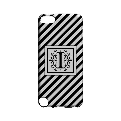 Vintage Vine I On Black Slanted Stripes - Geeks Designer Line Monogram Series Hard Case for Apple iPod Touch 5