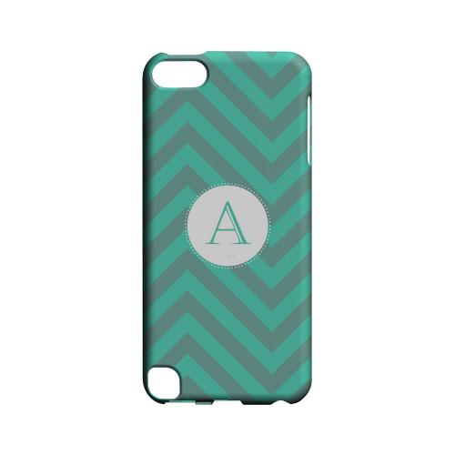 Seafoam Green A on Zig Zags - Geeks Designer Line Monogram Series Hard Case for Apple iPod Touch 5