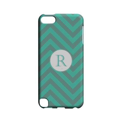 Seafoam Green R on Zig Zags - Geeks Designer Line Monogram Series Hard Case for Apple iPod Touch 5