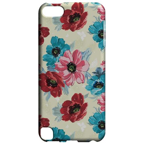 Geeks Designer Line (GDL) Slim Hard Case for Apple iPod Touch 5 - Blue/ Red Floral