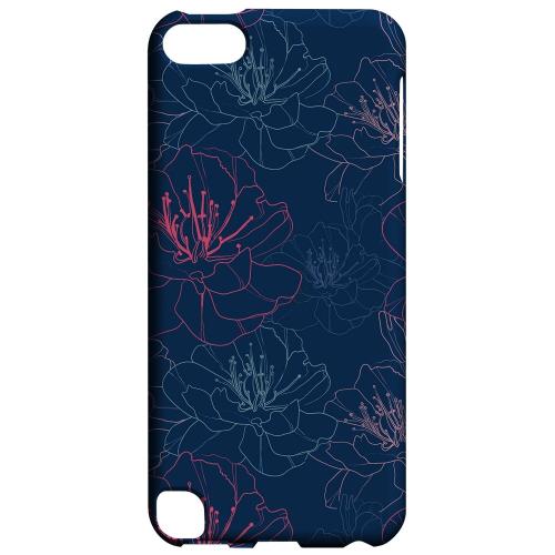Geeks Designer Line (GDL) Slim Hard Case for Apple iPod Touch 5 - Flower Outline on Blue