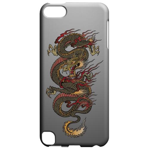 Geeks Designer Line (GDL) Slim Hard Case for Apple iPod Touch 5 - Dragon on Gray Gradient