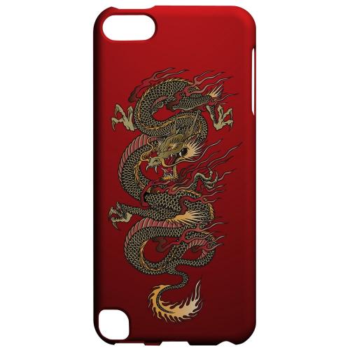 Geeks Designer Line (GDL) Slim Hard Case for Apple iPod Touch 5 - Dragon on Red Gradient