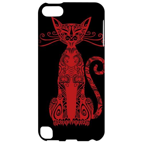 Geeks Designer Line (GDL) Slim Hard Case for Apple iPod Touch 5 - Red Kitty Nouveau on Black