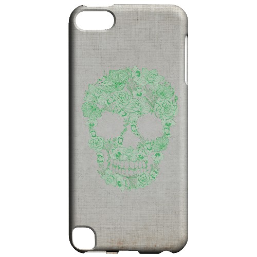 Geeks Designer Line (GDL) Slim Hard Case for Apple iPod Touch 5 - Floral Green Skull on Canvas