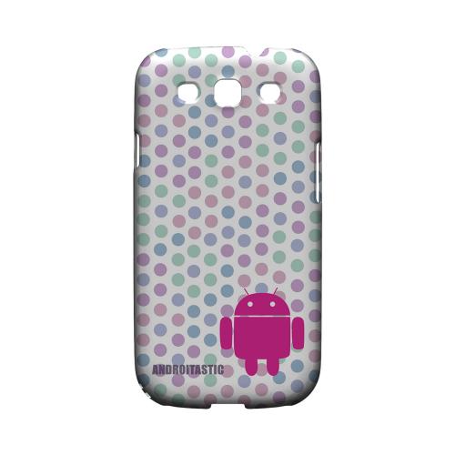 Geeks Designer Line (GDL) Androitastic Samsung Galaxy S3 Matte Hard Back Cover - Pink Robot on Pastel Polka Dots