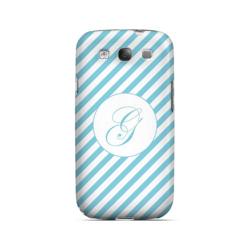 Calligraphy G on Mint Slanted Stripes - Geeks Designer Line Monogram Series Matte Case for Samsung Galaxy S3