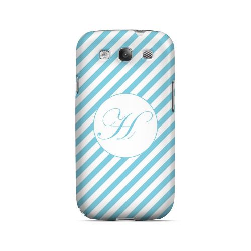 Calligraphy H on Mint Slanted Stripes - Geeks Designer Line Monogram Series Matte Case for Samsung Galaxy S3
