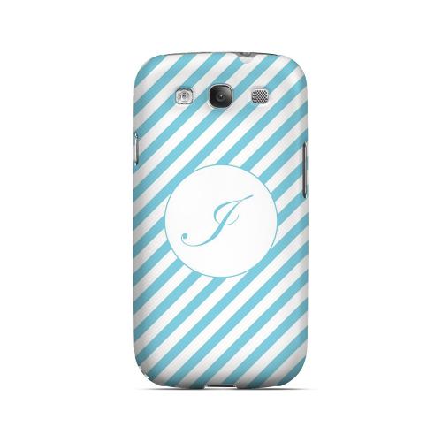 Calligraphy I on Mint Slanted Stripes - Geeks Designer Line Monogram Series Matte Case for Samsung Galaxy S3