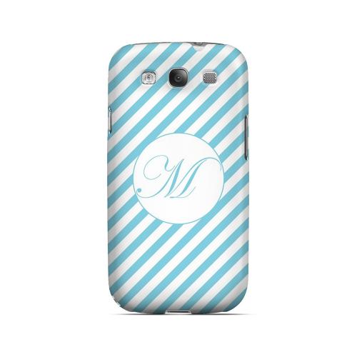 Calligraphy M on Mint Slanted Stripes - Geeks Designer Line Monogram Series Matte Case for Samsung Galaxy S3