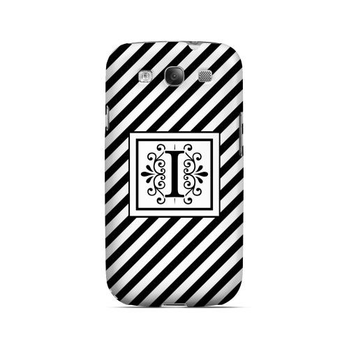 Vintage Vine I On Black Slanted Stripes - Geeks Designer Line Monogram Series Matte Case for Samsung Galaxy S3
