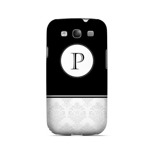 Black P w/ White Damask Design - Geeks Designer Line Monogram Series Matte Case for Samsung Galaxy S3