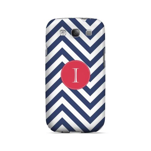 Cherry Button I on Navy Blue Zig Zags - Geeks Designer Line Monogram Series Matte Case for Samsung Galaxy S3