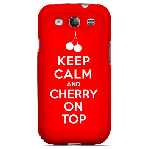 Red Cherry On Top Geeks Designer Line Keep Calm Series Matte Hard Case for Samsung Galaxy S3