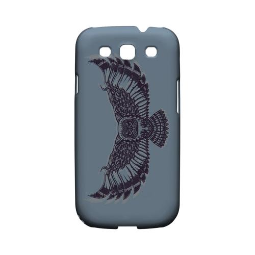 Flying Owl Blue/ Gray - Geeks Designer Line Tattoo Series Matte Case for Samsung Galaxy S3