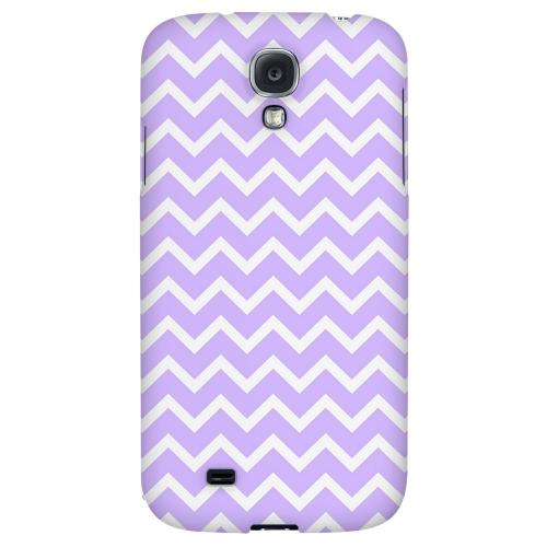 White on Light Purple - Geeks Designer Line Zig Zag Series Hard Back Case for Samsung Galaxy S4