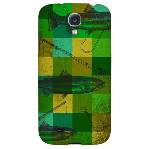 Green Plaid Trout Design - Geeks Designer Line Fish Series Hard Back Case for Samsung Galaxy S4