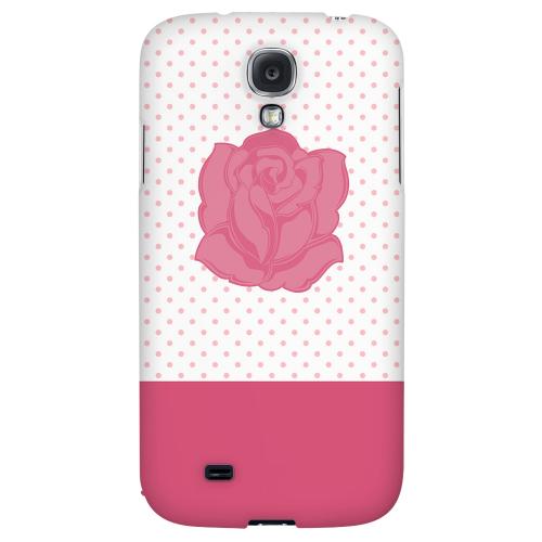 Pink Rose on White - Geeks Designer Line Polka Dot Series Hard Back Case for Samsung Galaxy S4