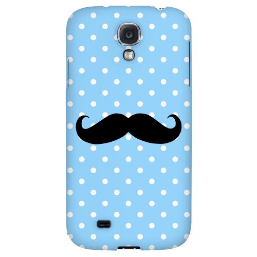 Stache on Sky Blue - Geeks Designer Line Polka Dot Series Hard Back Case for Samsung Galaxy S4